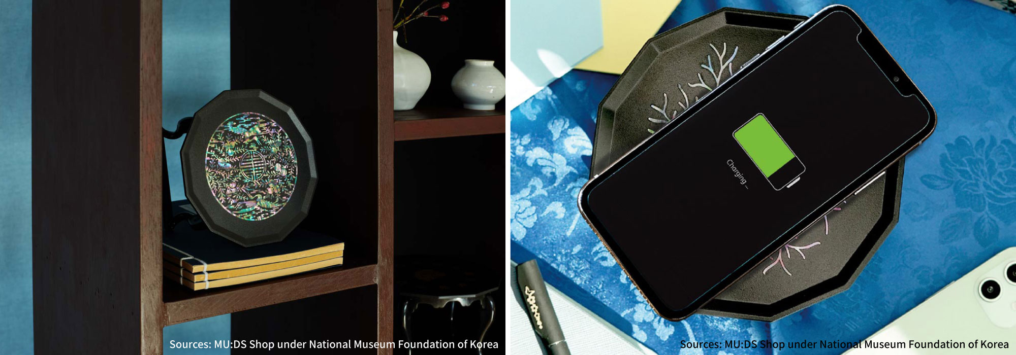 here’s even a wireless charger styled after a traditional Korean jagae soban (mother-of-pearl inlaid tray table)