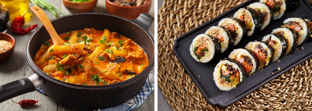 (왼쪽) 떡볶이 (오른쪽) 김밥