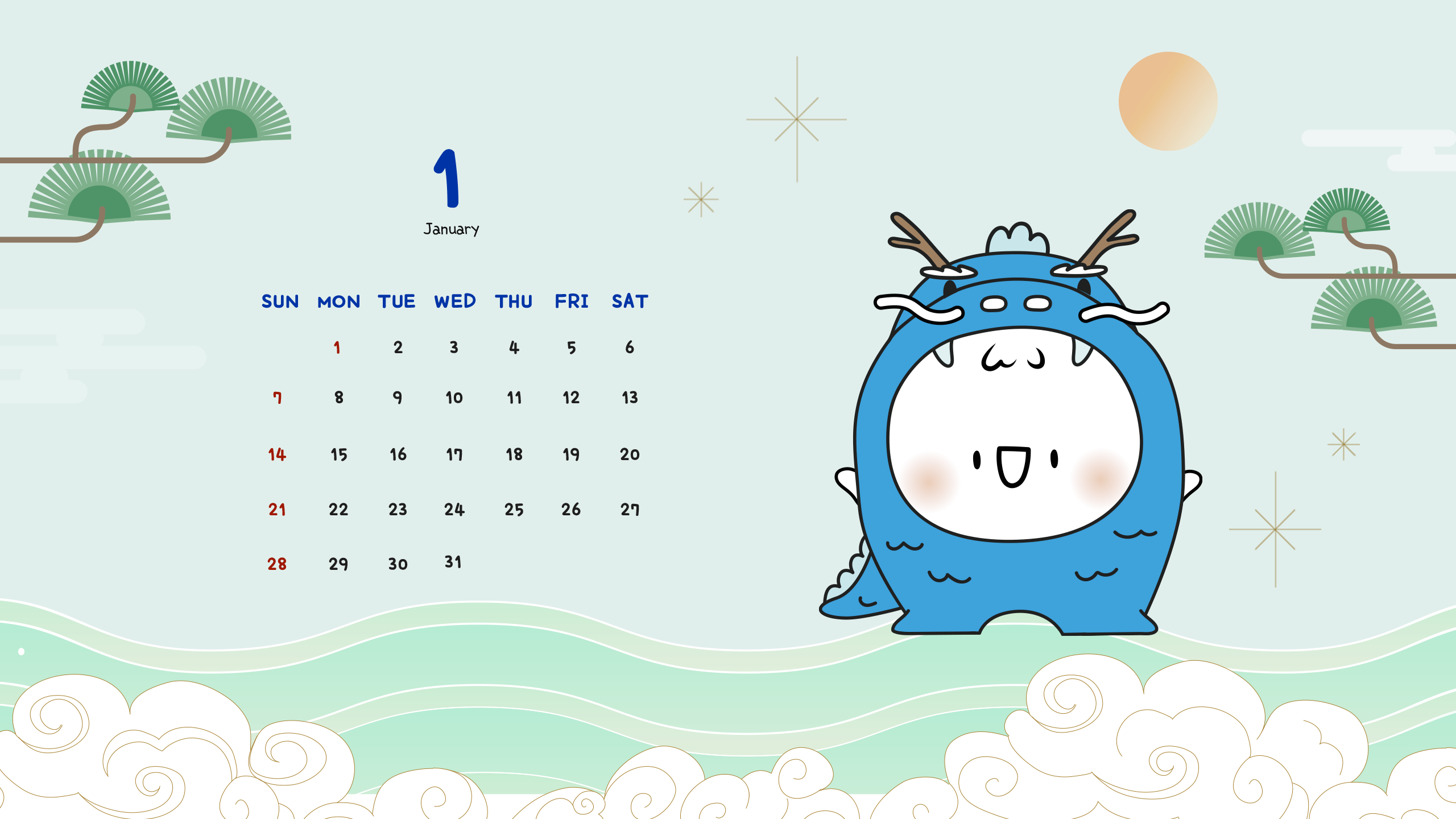 January calendar illustration image