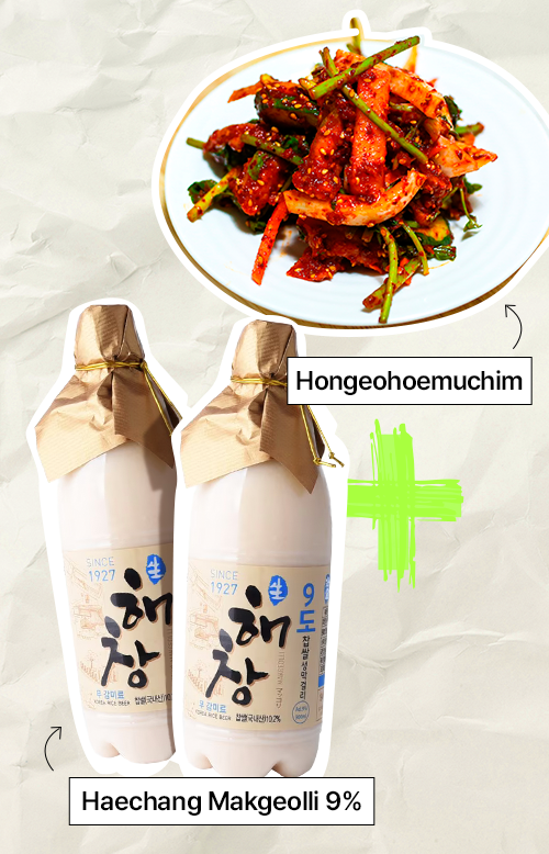 Hongeohoemuchim Haechang Makgeolli 9%