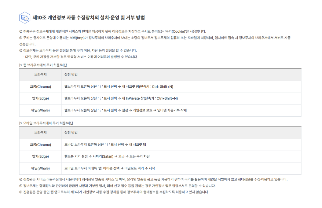 개정안 개인정보 처리방침 제6조 관련 비교 이미지