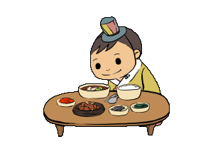음식 그릇 위에 머리를 너무 지나치게 숙이지 않습니다.