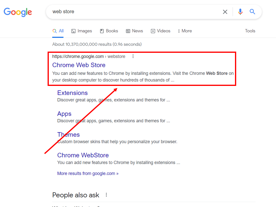 Access to Chrome's web store.
